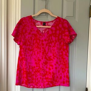 SHEIN Pink and Red Patterned Blouse
